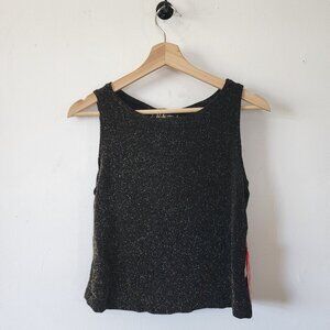 NWT Deadstock RK Evening Gold Black Sparkly Sleeveless Tank Top Petite Medium
